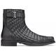 Belvedere "Libero" Black Genuine Alligator / Soft Quilted Leather / Leather Sole Boots 819.